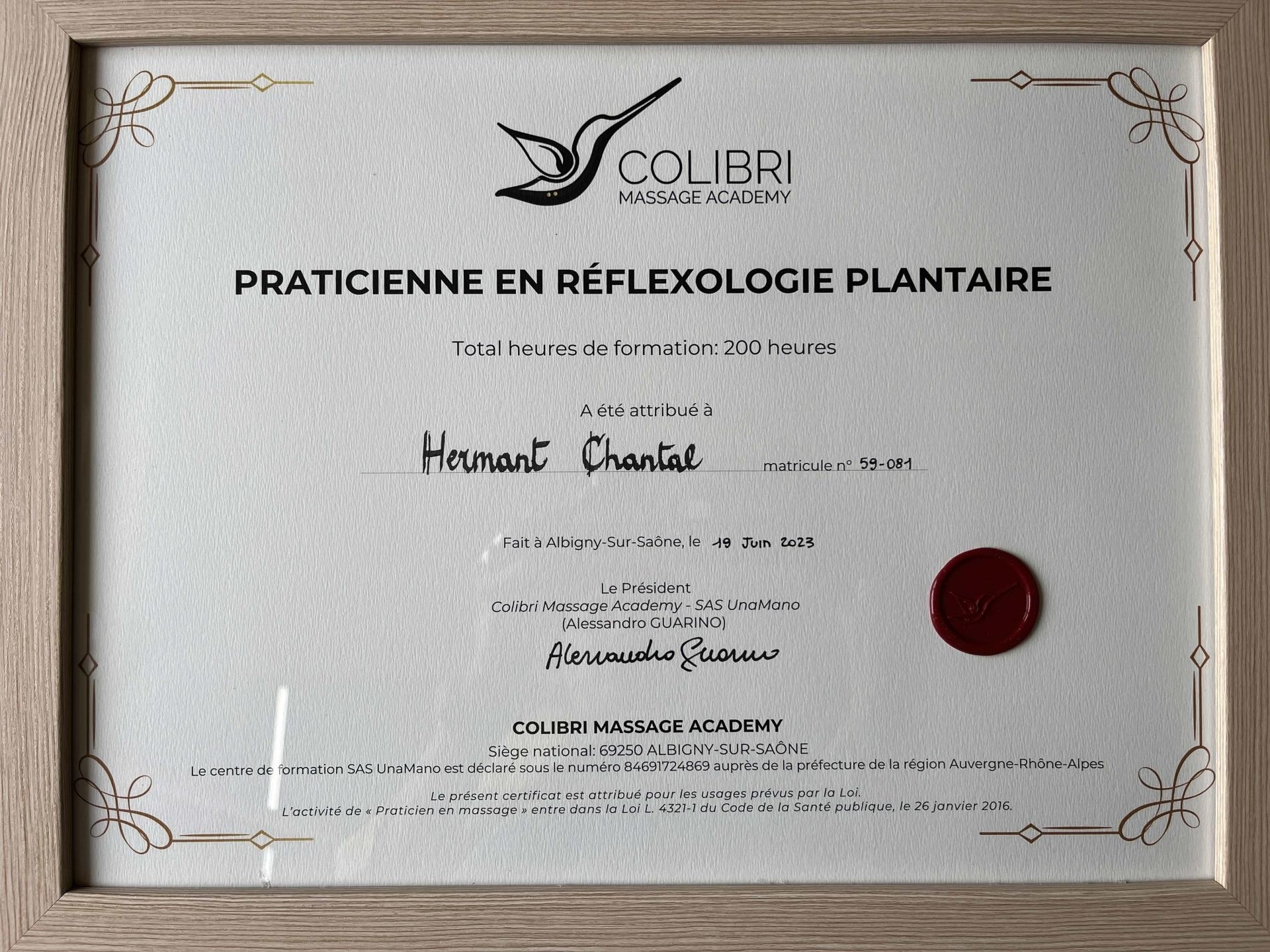 Colibrima certif